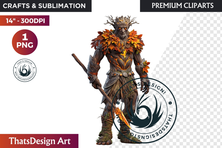 Fantasy Autumn Guardian - Epic Fall Character Clipart PNG
