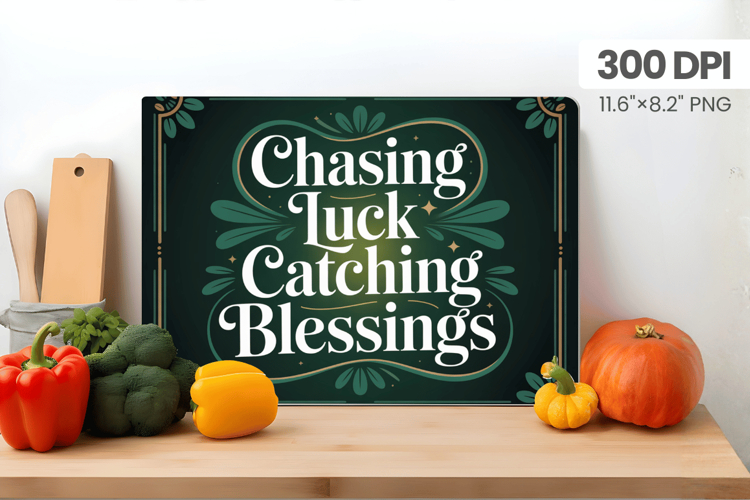 Chasing Luck Catching Blessings Cutting Board PNG Sublimatio