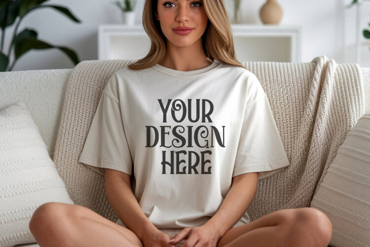 Ivory Comfort Colors 1717 T-shirt Mockups,1717 Mockups example image 1
