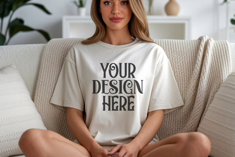 Ivory Comfort Colors 1717 T-shirt Mockups,1717 Mockups