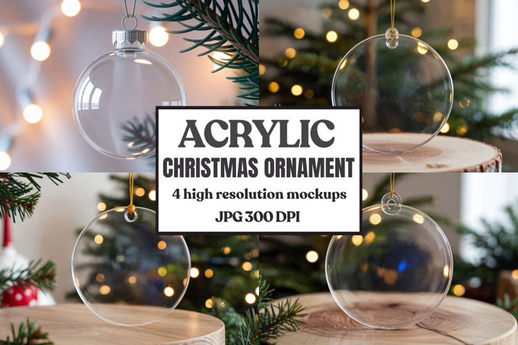 Acrylic Christmas Ornament Mockups | Clear Holiday Ornament