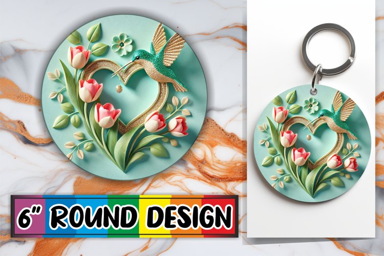Luminous Round Designs Sublimation, 3D Heart