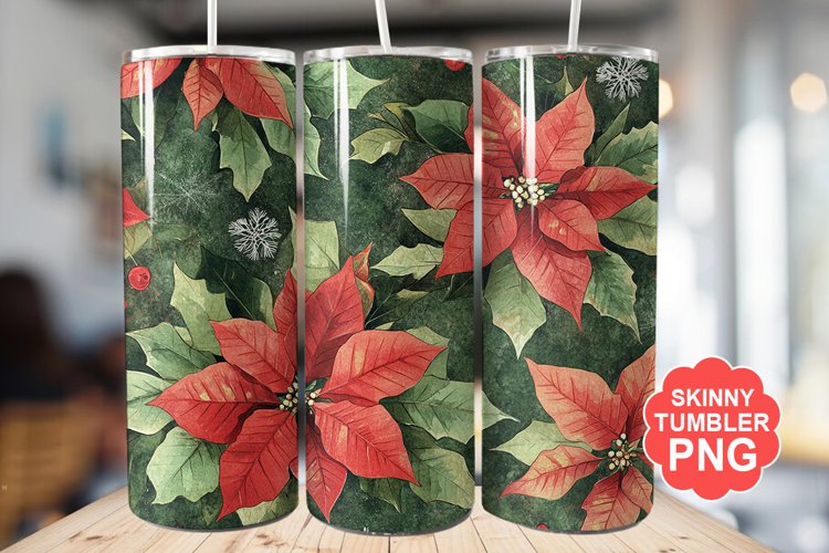 Christmas Flowers Tumbler | Christmas Tumbler Wrap