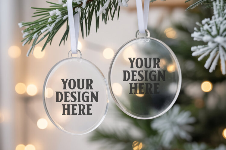 Acrylic Christmas Ornament Mockups , acrylic blank mockup example image 1