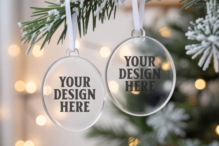 Acrylic Christmas Ornament Mockups , acrylic blank mockup