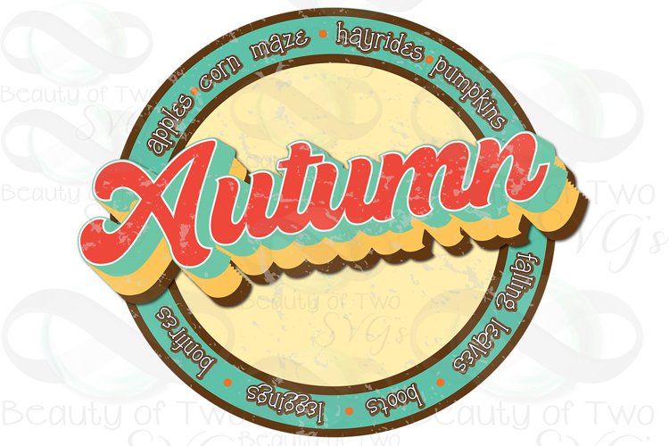 Autumn Logo png Grunge Retro Distressed Sublimation example image 1