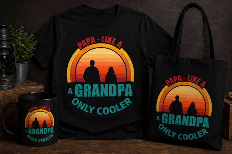 Papa Like a Grandpa Only Cooler PNG | Funny Grandpa Design