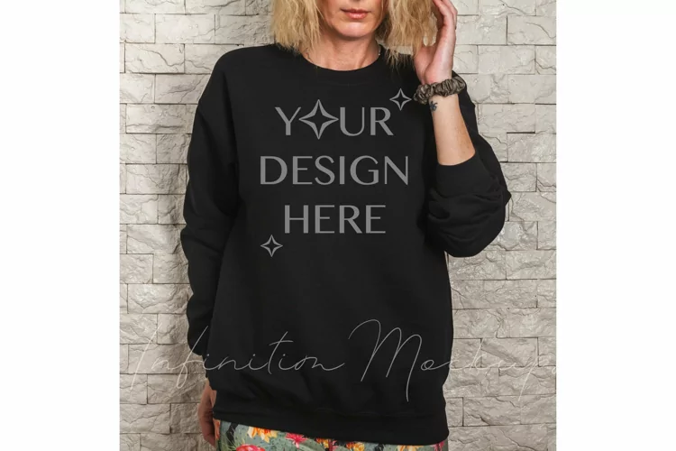 Black Gildan sweatshirt mockup Gildan 18000 mockup