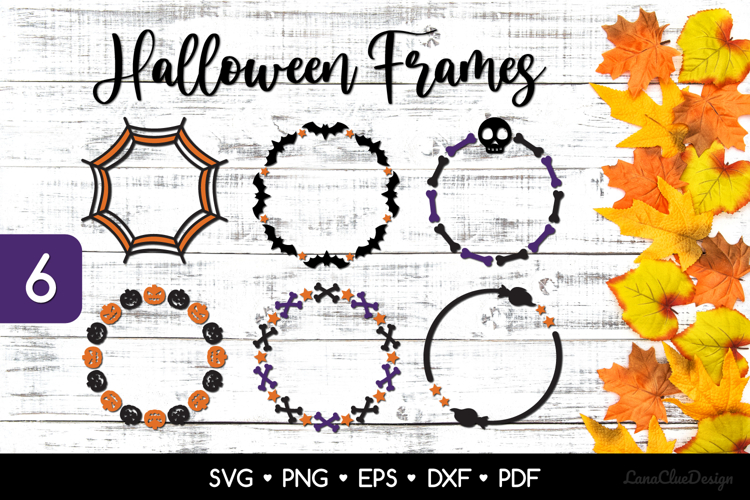 6 Round Halloween Frames SVG Bundle, Halloween Monogram