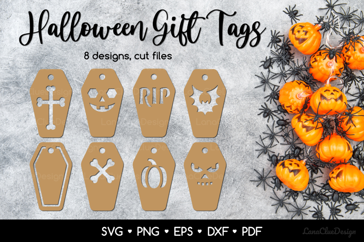 Coffin Shaped Halloween Tags Bundle SVG Cut Files