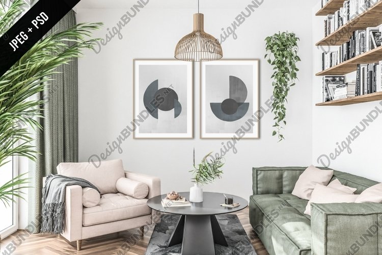 Living room mockup - frame & canvas mockup creator example image 1