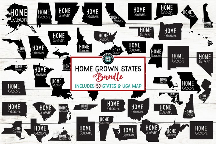 Home Grown 50 States & USA Map Bundle of SVG Designs example image 1