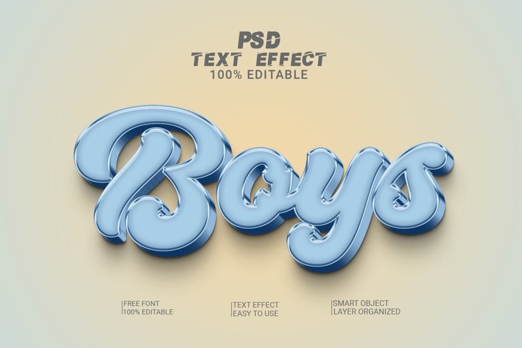 Boys 3d Text Effect Style