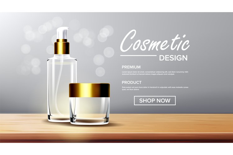 Cosmetic Glass Packaging Vector. Face Care. Fragrance