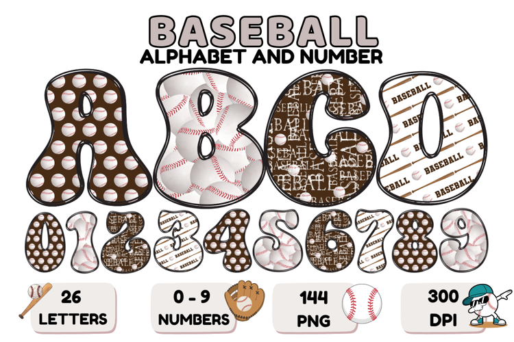 Baseball Sport Alphabet png clipart, baseball letters doodle