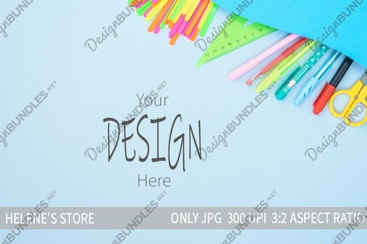 School Mockup Background| Stock Photo| Flat Lay| Homeschool example image 1