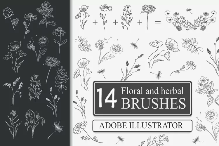 Floral and Herbal Brushes for Adobe Illustrator