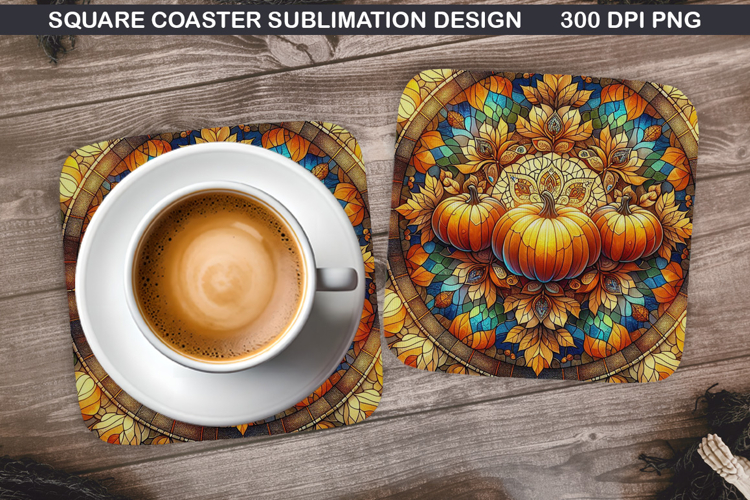 Pumpkin Coaster Sublimation, Halloween Coaster PNG Design