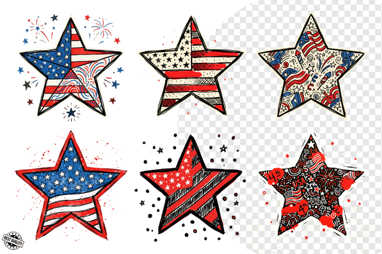 4th of July Stars Clipart example image 1