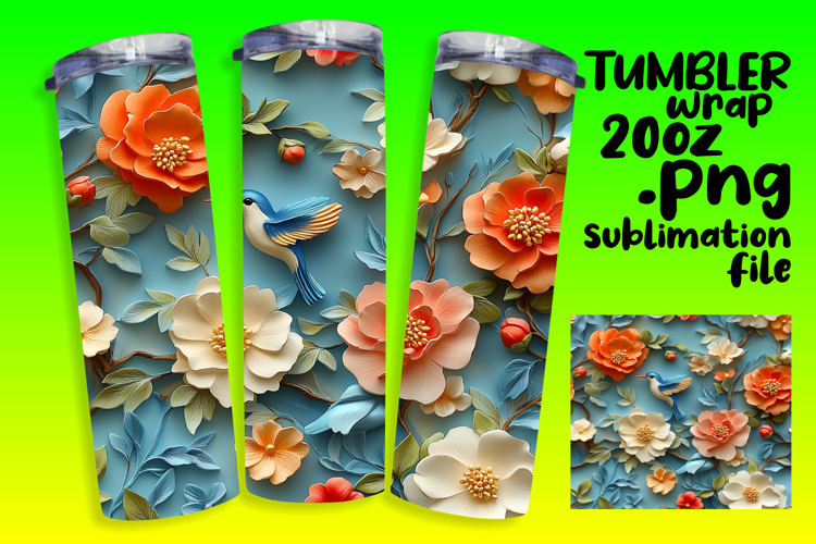 20oz Tumbler Template for Creative Minds , 3D Flower
