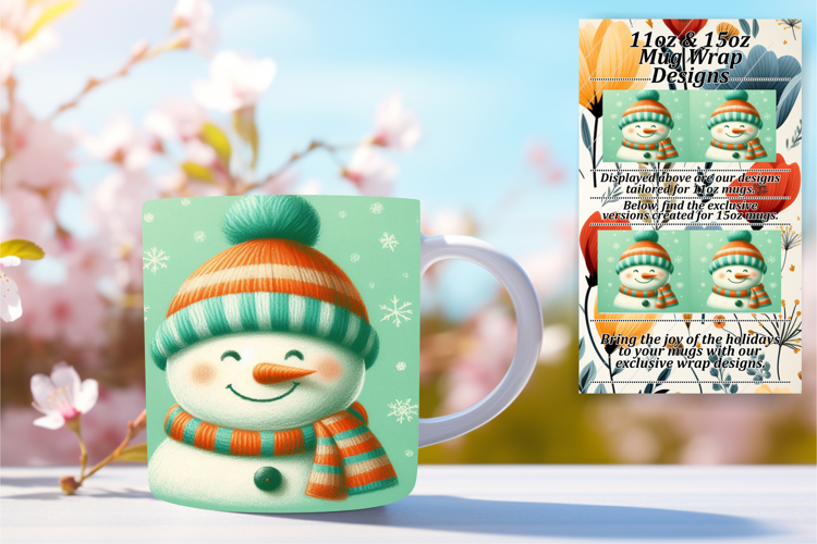 Fresh 11oz Mug Wrap Png Artwork , Snowman