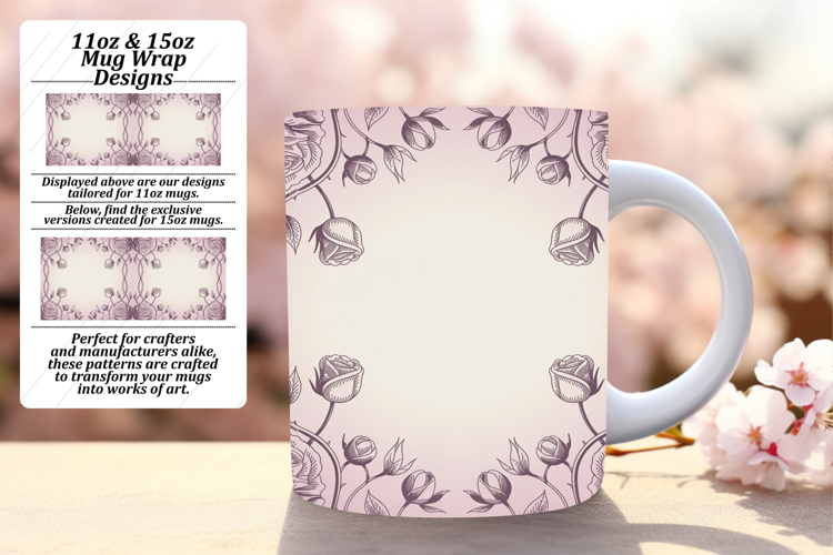 Gorgeous Png Mug Wrap Design 15oz , Flowers
