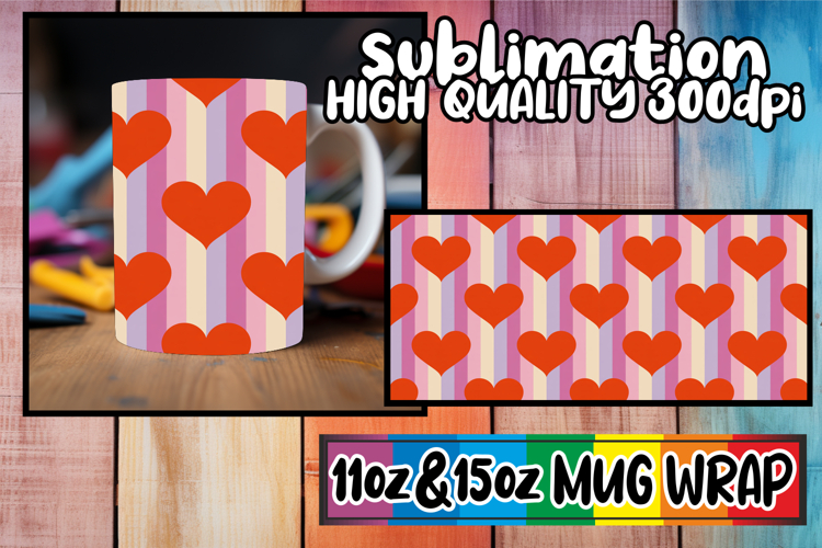 Unique sunsets 11oz 15oz sublimation wrap, Valentines Patte