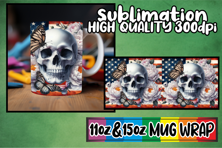 Lively dreams 11oz 15oz sublimation wrap, Skull USA