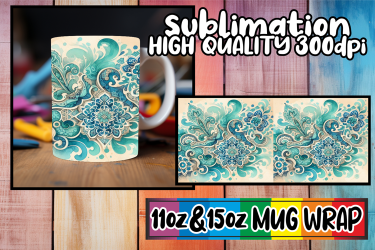 Lovely moments sublimation mug wrap, Watercolor Pattern