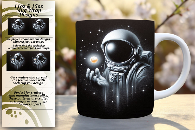 Joyful 11oz Mug Wrap Png Artwork , Astronaut