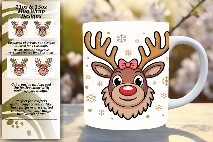 Graceful 11oz Mug Wrap Png Template , Cute Christmas
