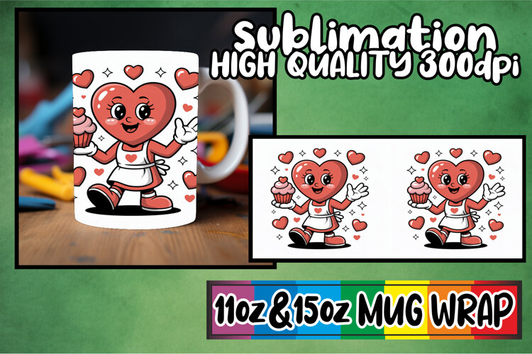 Sweet memories 11oz 15oz sublimation wrap, Valenines Heart example image 1