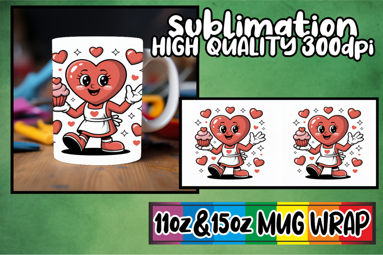 Sweet memories 11oz 15oz sublimation wrap, Valenines Heart