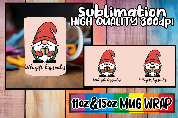 Playful afternoons 11oz 15oz sublimation wrap, Holiday Gnome example image 1