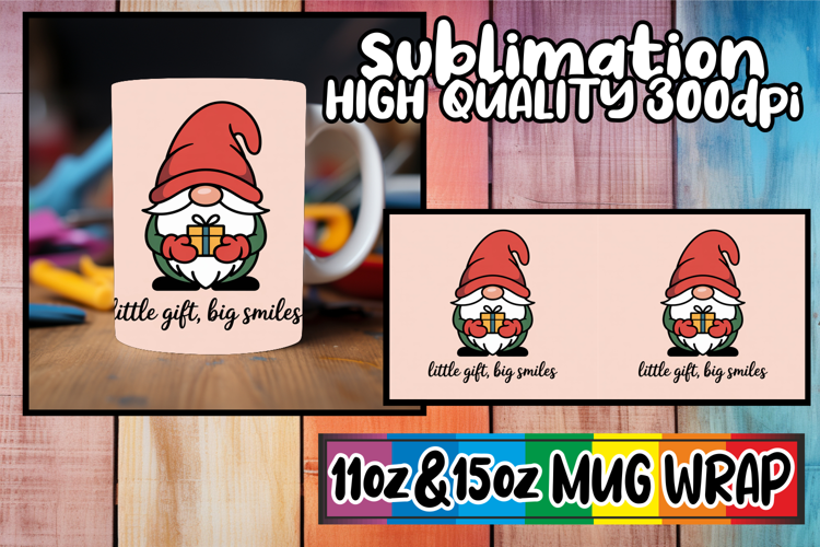Playful afternoons 11oz 15oz sublimation wrap, Holiday Gnome