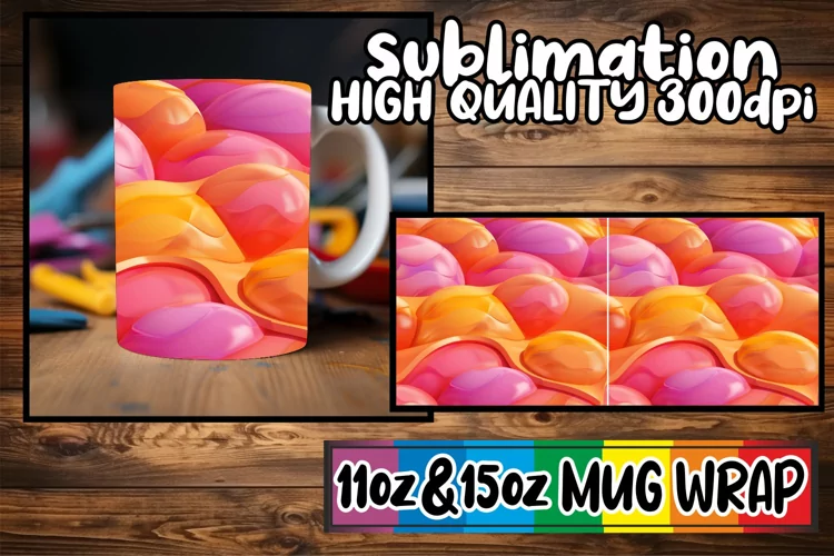Vibrant Puff Paradise: Sublimation Mug Wrap 11oz/15oz