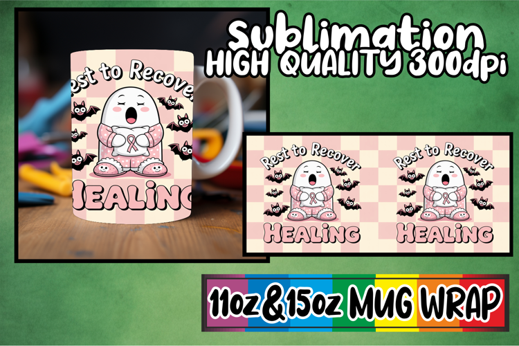 Joyful vibes sublimation mug wrap, Ghost Cancer