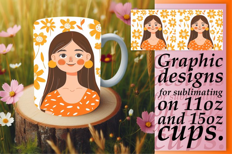 Feminine Watercolor Mug Wrap Sublimation 11oz/15oz example image 1