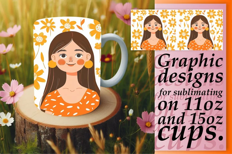 Feminine Watercolor Mug Wrap Sublimation 11oz/15oz