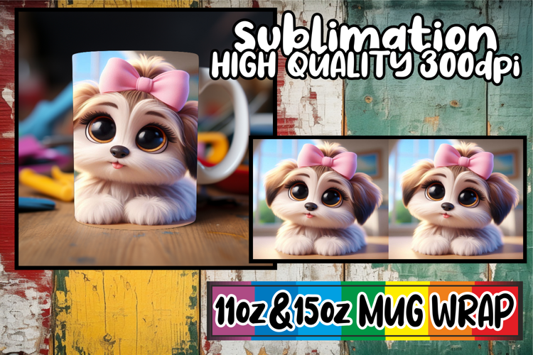 Bright smiles sublimation mug wrap, 3D Dog