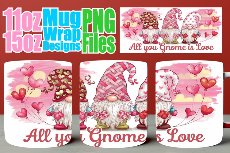 Lovely moments 11oz 15oz sublimation wrap, Love Gnome