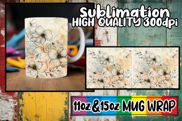 Spring Abstract Gradients Mug Wrap 11oz 15oz Sublimation