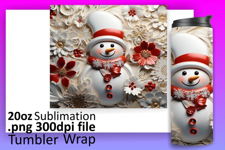 3D Snowman Tumbler Wrap for Winter Beauty