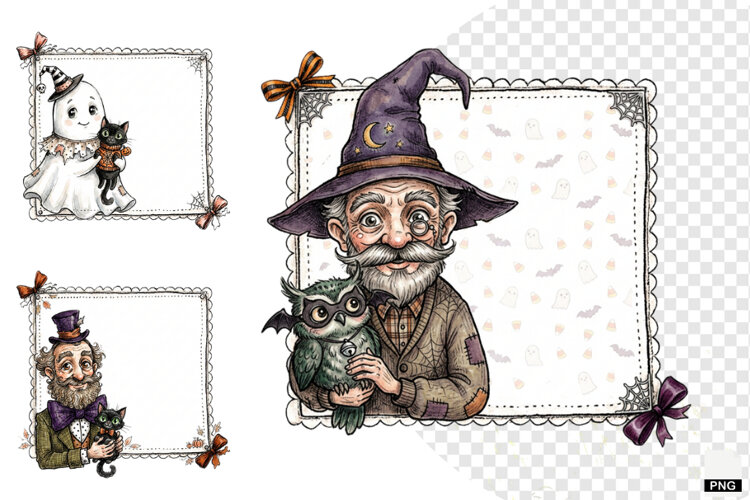 Halloween Quirky Frames PNG example image 1