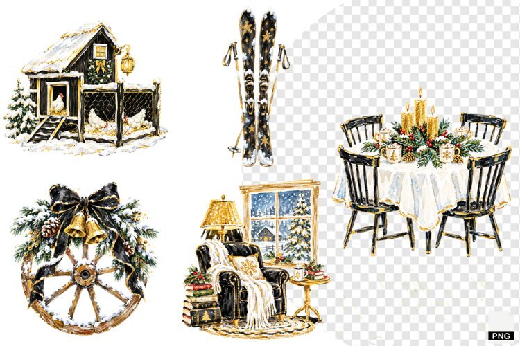 Christmas Farmhouse Clipart example image 1