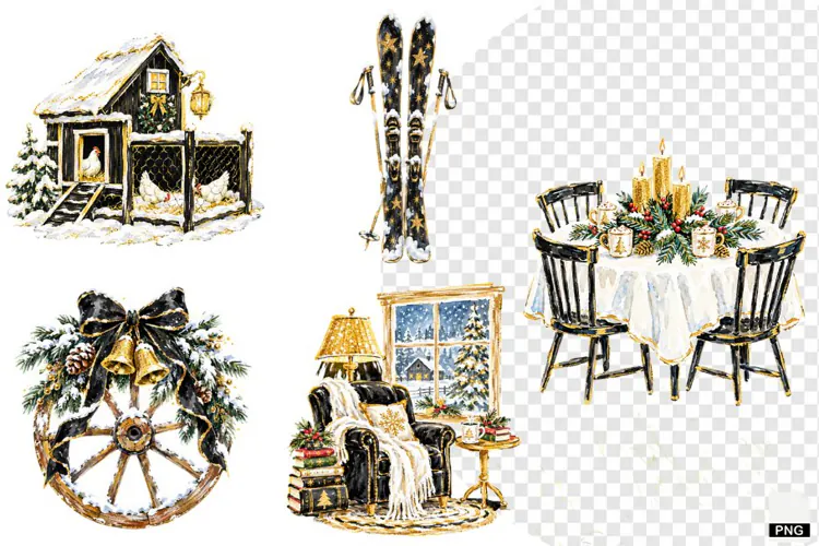Christmas Farmhouse Clipart
