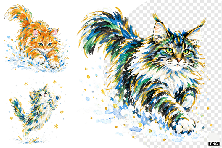 Winter Cats Clipart