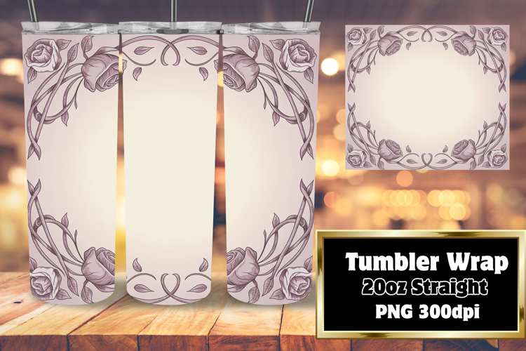 20oz Tumbler Template for Personal Use , Flowers