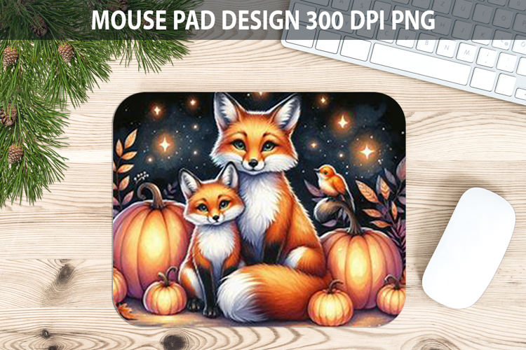 Fox Mouse pad Sublimation - Halloween Animal PNG Design