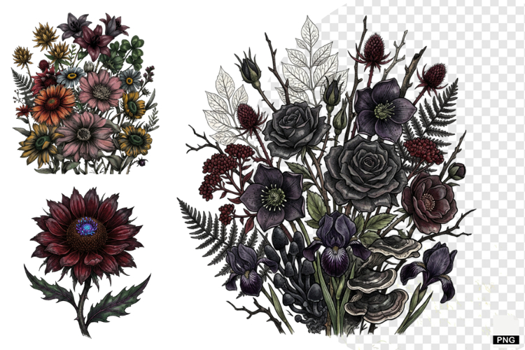 Goth Wildflowers Clipart